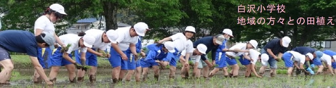白沢小学校（地域の方々との田植え）