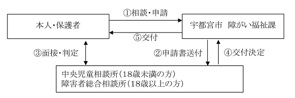 療育手帳新規交付までのフロー図（詳細は以下参照）