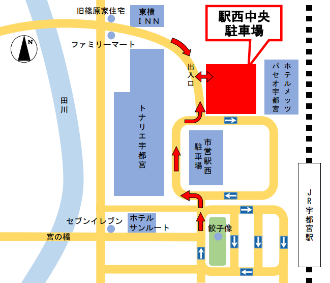 駅西中央駐車場の案内図