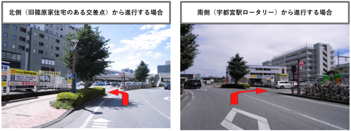 駅西中央駐車場への進入経路