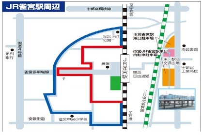 雀宮駅東口駐車場の地図