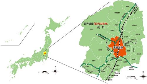 宇都宮（うつのみや）の位置（いち）