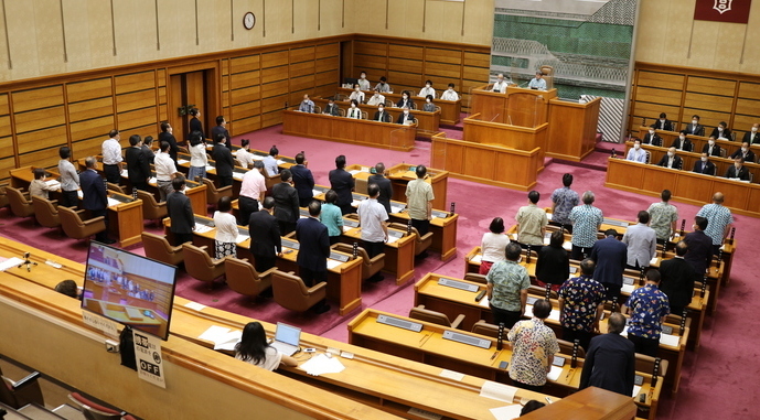 議場（ぎじょう）での採決（さいけつ）の様子（ようす）