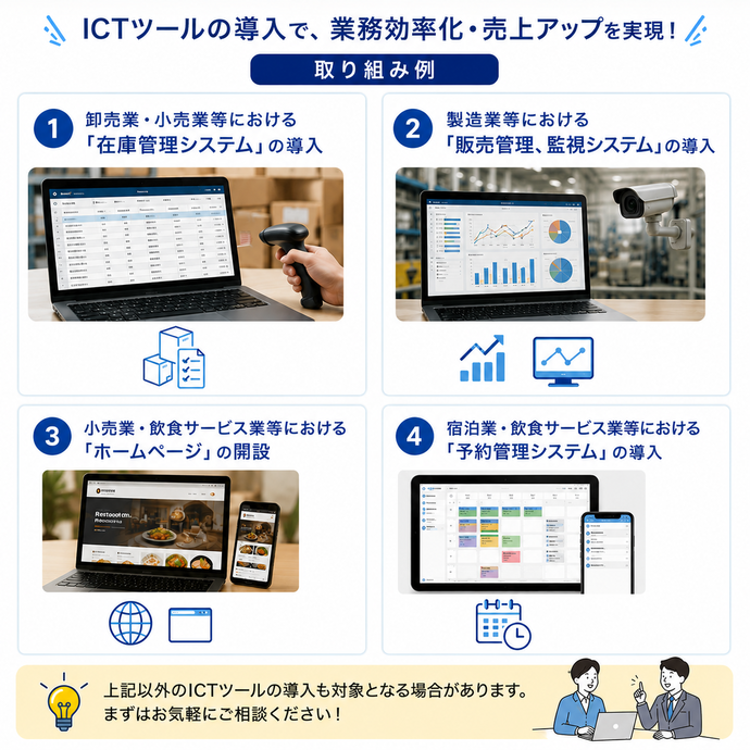 ICTツールの導入で、業務効率化・売上アップを実現！取り組み例