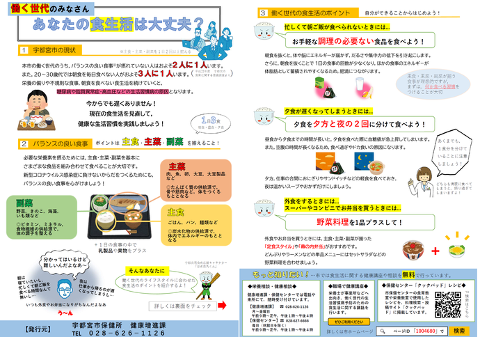 働く世代向け生活習慣病予防リーフレット「あなたの食生活は大丈夫？」