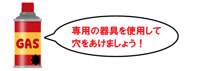 穴をあけた様子