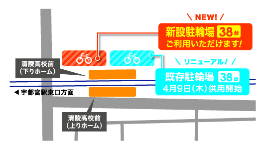 清陵高校前停留場駐輪場位置図