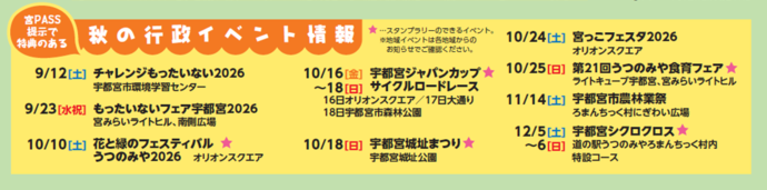 宮PASSの使える秋の行政イベント