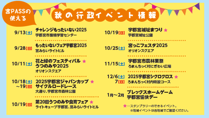 宮PASSの使える秋の行政イベント