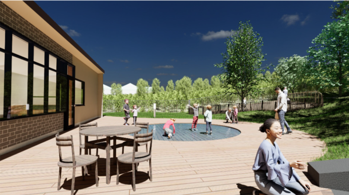 デッキ広場と水遊び施設のイメージ画像