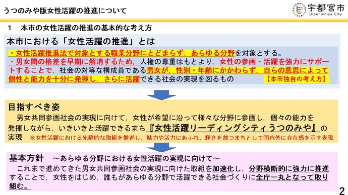 宇都宮市の女性活躍推進の目指すべき姿