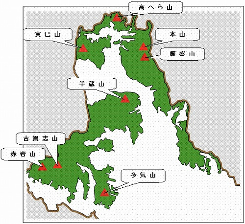 北西部に位置する山岳地帯における森林