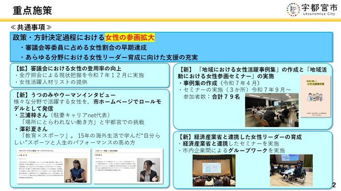 重点施策＜共通事項＞女性の参画拡大