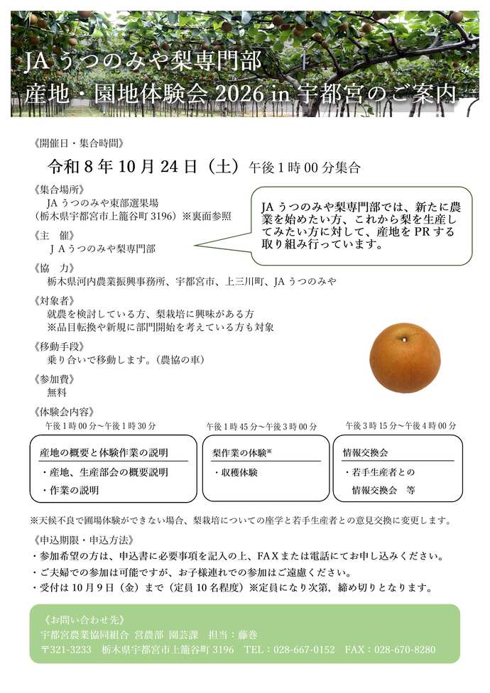体験会のチラシ
